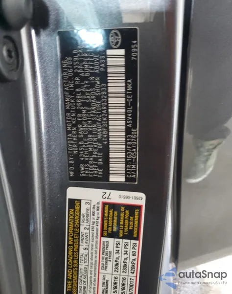 2010 Toyota Camry Base from USA, damaged, VIN 4T4BF3EK2AR032933